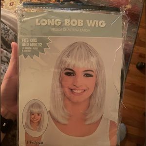 Silver tinsel wig